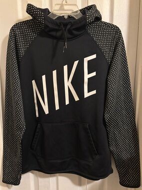 Like New Women’s Black Hoodie with Patterned Sleeves Large